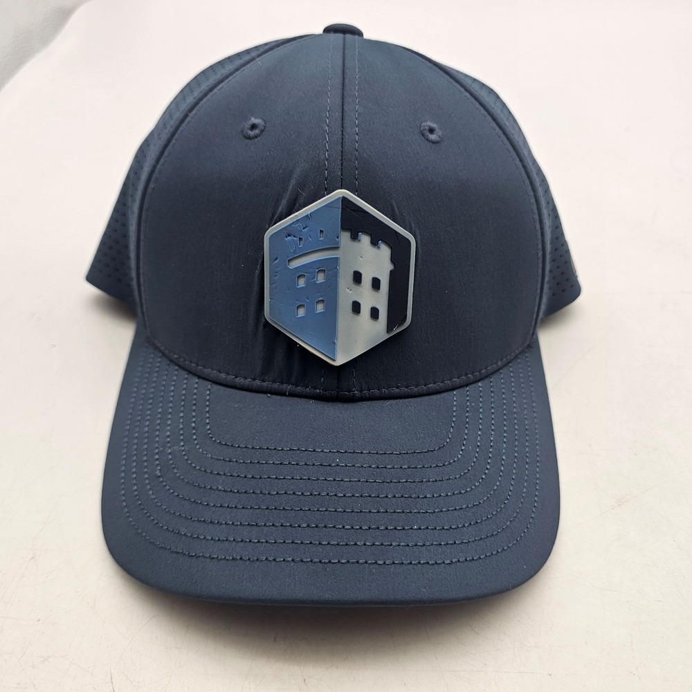 Branded Bills Performance Hat Cap Blue Perforated Snapback Castle Logo Patch